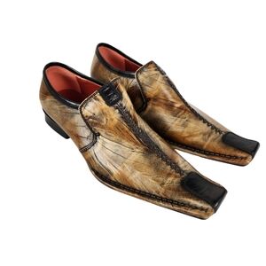 Robert Wayne Garage Brown Leather Slip On  Square Toe Dress Shoes Men's Size 13